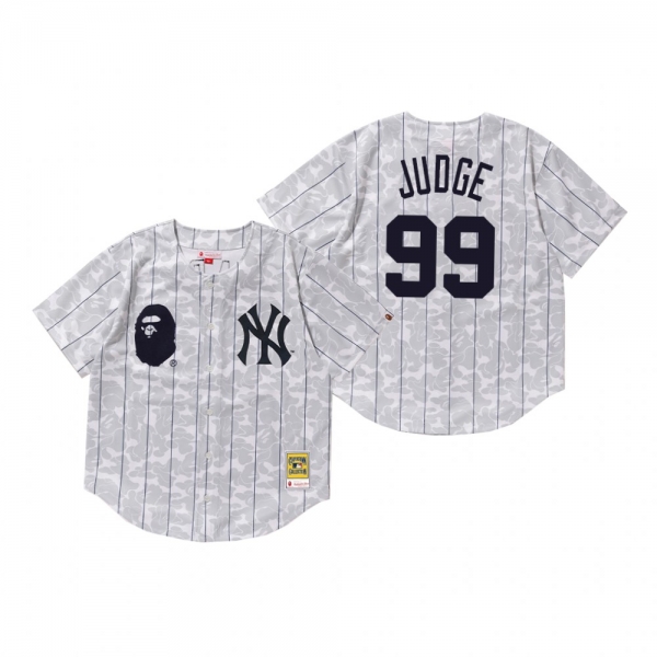 Men's New York Yankees Aaron Judge White BAPE x Mitchell & Ness Jersey