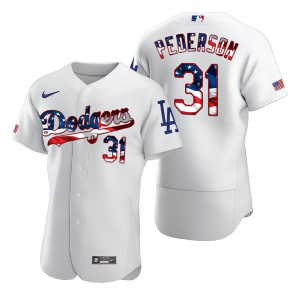 Men's Joc Pederson Los Angeles Dodgers White 2020 Stars & Stripes 4th of July Jersey