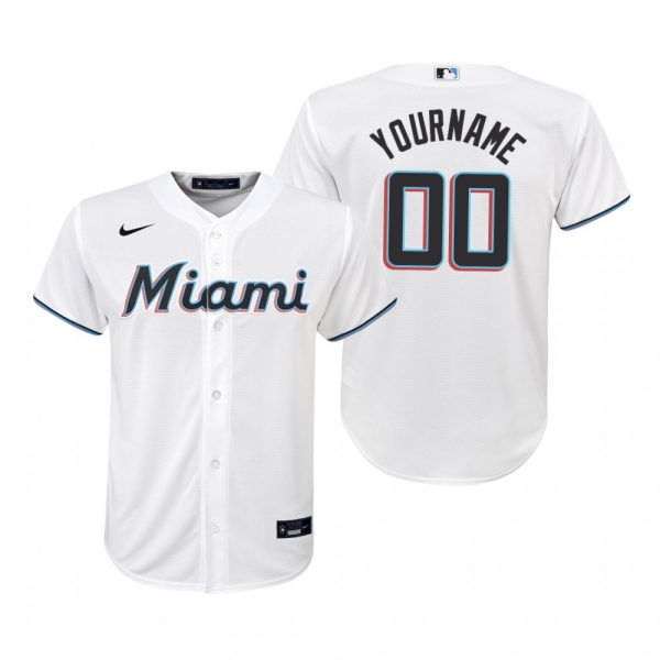 Youth Miami Marlins Custom Nike White Replica Home Jersey