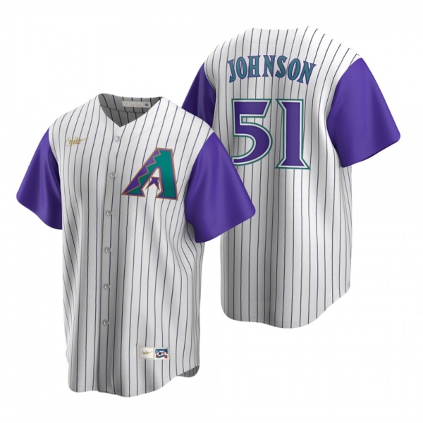 Men's Arizona Diamondbacks Randy Johnson Nike Cream Purple Cooperstown Collection Alternate Jersey