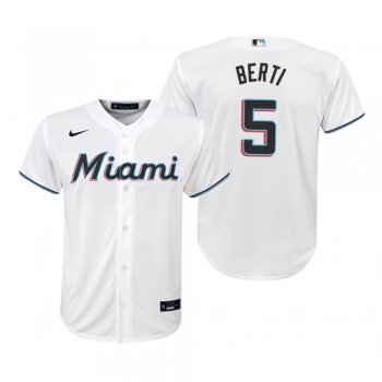 Youth Miami Marlins Jon Berti Nike White Replica Home Jersey