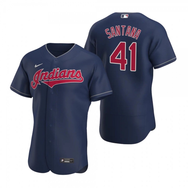 Men's Cleveland Indians Carlos Santana Nike Navy Authentic 2020 Alternate Jersey