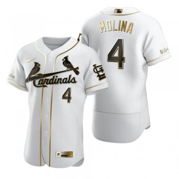 Men's St. Louis Cardinals Yadier Molina Nike White Authentic Golden Edition Jersey