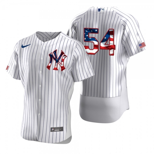 Men's Aroldis Chapman New York Yankees White 2020 Stars & Stripes 4th of July Jersey