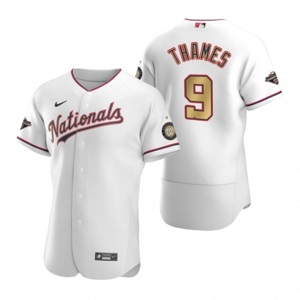 Men's Washington Nationals Eric Thames Nike White 2020 Gold Program Authentic Jersey