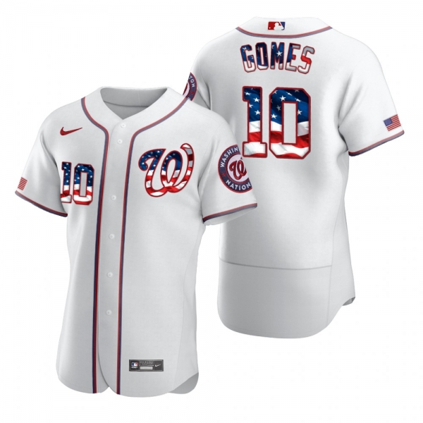 Men's Yan Gomes Washington Nationals White 2020 Stars & Stripes 4th of July Jersey