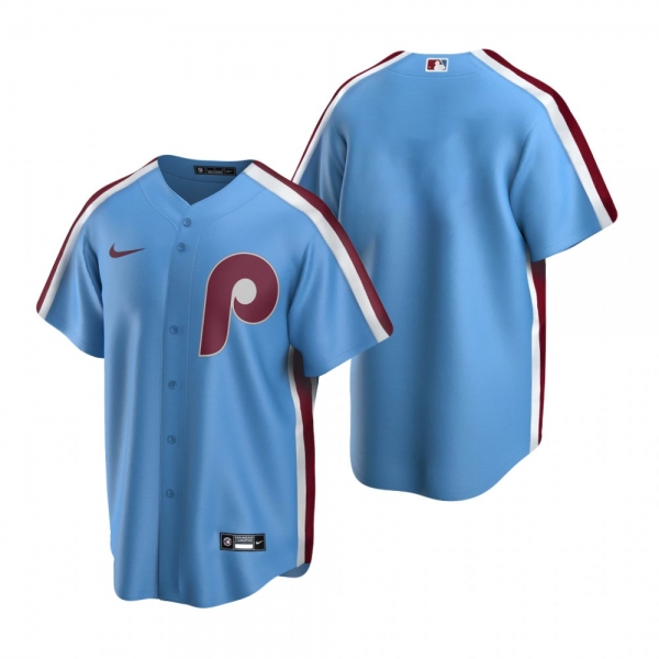 Men's Philadelphia Phillies Nike Light Blue Cooperstown Collection Road Jersey