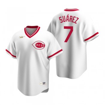 Men's Cincinnati Reds Eugenio Suarez Nike White Cooperstown Collection Home Jersey