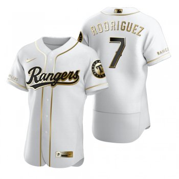 Men's Texas Rangers Ivan Rodriguez Nike White Authentic Golden Edition Jersey