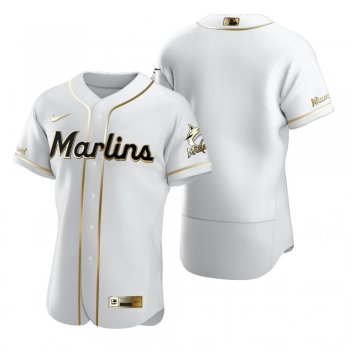 Men's Miami Marlins Nike White Authentic Golden Edition Jersey