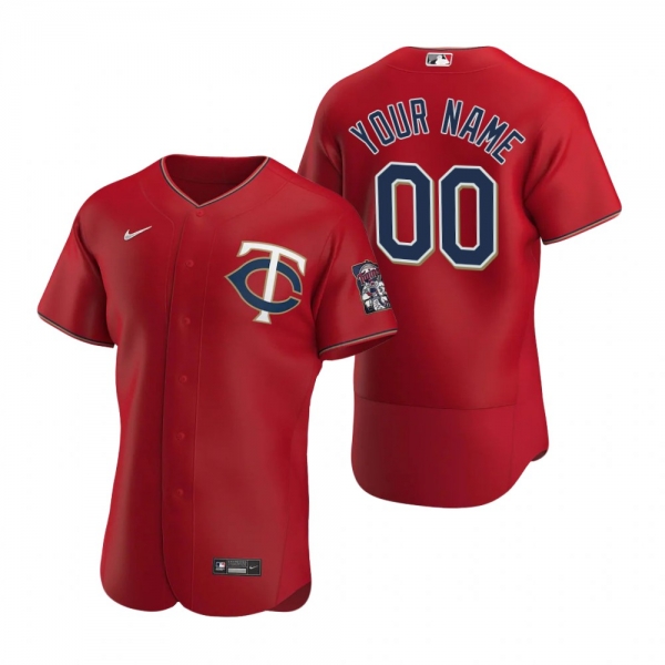 Men's Minnesota Twins Custom Nike Red Authentic 2020 Alternate Jersey