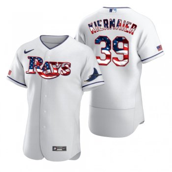 Men's Kevin Kiermaier Tampa Bay Rays White 2020 Stars & Stripes 4th of July Jersey