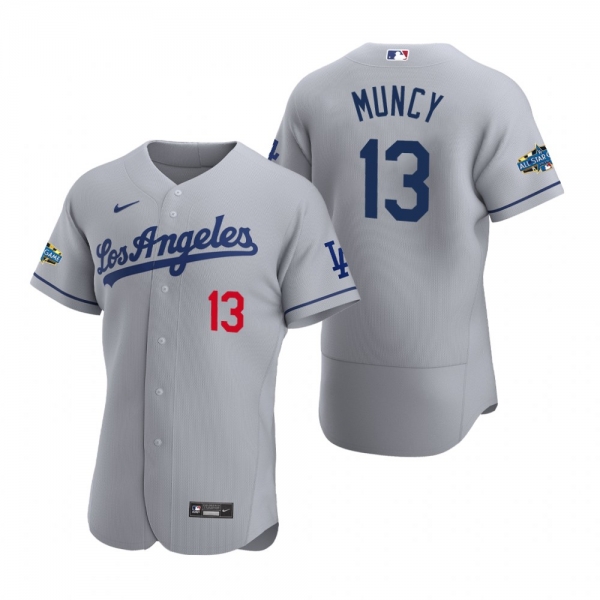 Men's Los Angeles Dodgers Max Muncy 2020 Road Patch Gray Authentic Jersey