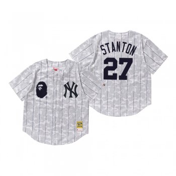 Men's New York Yankees Giancarlo Stanton White BAPE x Mitchell & Ness Jersey