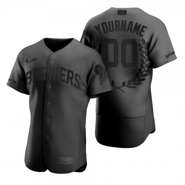 Milwaukee Brewers Custom Black Award Collection Jersey