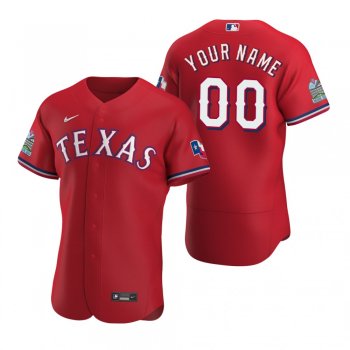 Men's Texas Rangers Custom Nike Scarlet Authentic 2020 Alternate Jersey