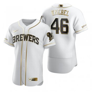 Men's Milwaukee Brewers Corey Knebel Nike White Authentic Golden Edition Jersey