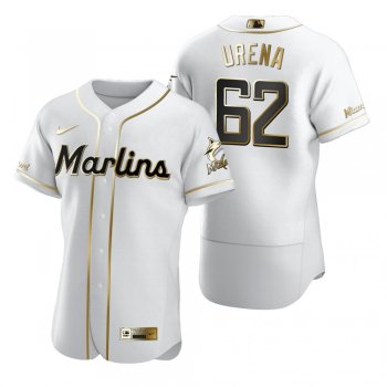 Men's Miami Marlins Jose Urena Nike White Authentic Golden Edition Jersey