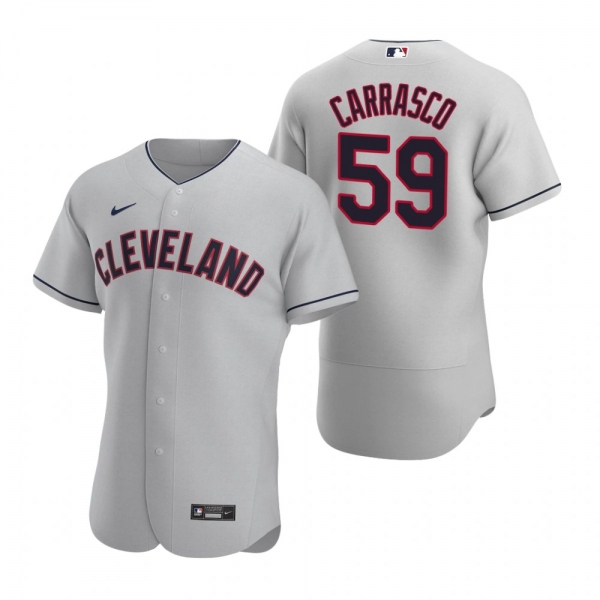 Men's Cleveland Indians Carlos Carrasco Nike Gray Authentic 2020 Road Jersey