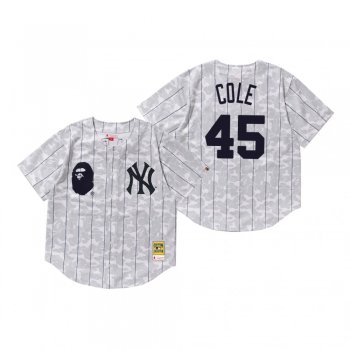 Men's New York Yankees Gerrit Cole White BAPE x Mitchell & Ness Jersey