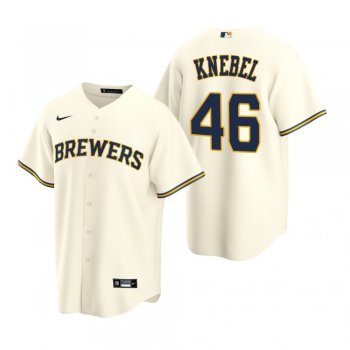 Men's Milwaukee Brewers Corey Knebel Nike Cream Replica Home Jersey