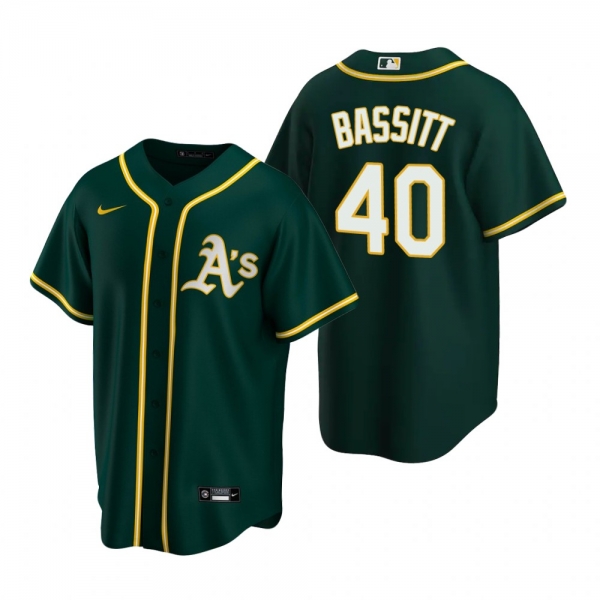 Men's Oakland Athletics Chris Bassitt Nike Green 2020 Replica Alternate Jersey