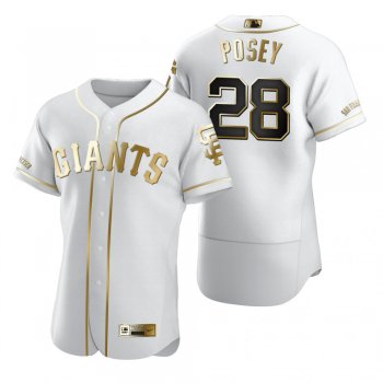 Men's San Francisco Giants Buster Posey Nike White Authentic Golden Edition Jersey