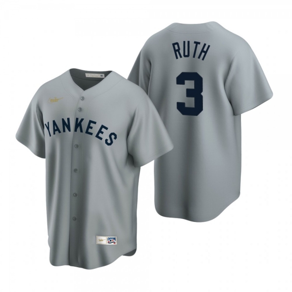 Men's New York Yankees Babe Ruth Nike Gray Cooperstown Collection Road Jersey