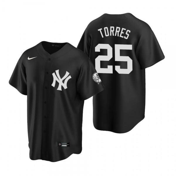 Men's New York Yankees Gleyber Torres Nike Black 2020 Replica Fashion Jersey