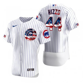 Men's Anthony Rizzo Chicago Cubs White 2020 Stars & Stripes 4th of July Jersey