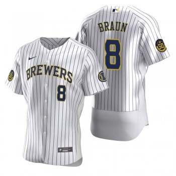 Men's Milwaukee Brewers Ryan Braun Nike White Authentic 2020 Home Jersey