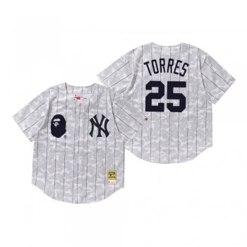 Men's New York Yankees Gleyber Torres White BAPE x Mitchell & Ness Jersey