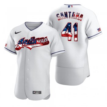 Men's Carlos Santana Cleveland Indians White 2020 Stars & Stripes 4th of July Jersey