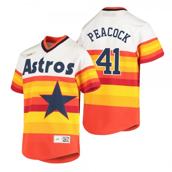 Youth Houston Astros Brad Peacock Nike White Orange Cooperstown Collection Home Jersey