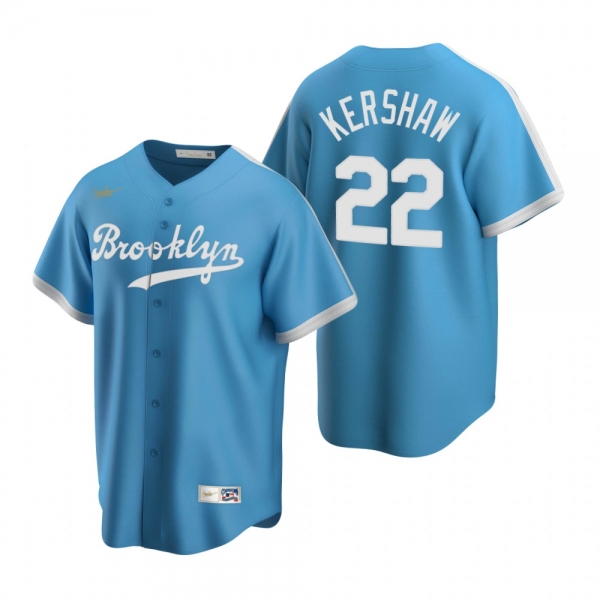 Men's Los Angeles Dodgers Clayton Kershaw Nike Light Blue Cooperstown Collection Alternate Jersey