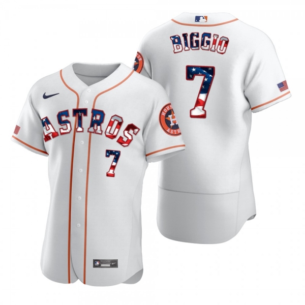 Men's Craig Biggio Houston Astros White 2020 Stars & Stripes 4th of July Jersey