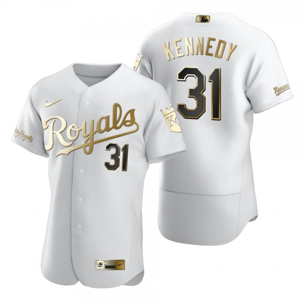 Men's Kansas City Royals Ian Kennedy Nike White Authentic Golden Edition Jersey