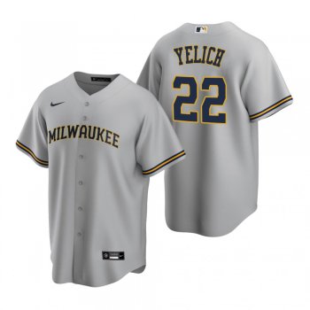 Men's Milwaukee Brewers Christian Yelich Nike Gray Replica Road Jersey