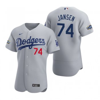 Men's Los Angeles Dodgers Kenley Jansen 2020 Alternate Patch Gray Authentic Jersey