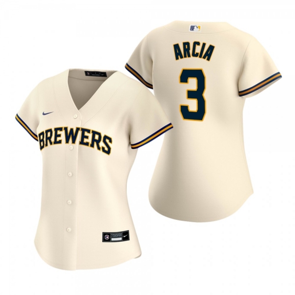 Women's Milwaukee Brewers Orlando Arcia Nike Cream 2020 Replica Home Jersey