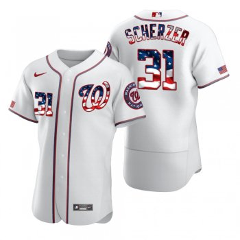 Men's Max Scherzer Washington Nationals White 2020 Stars & Stripes 4th of July Jersey