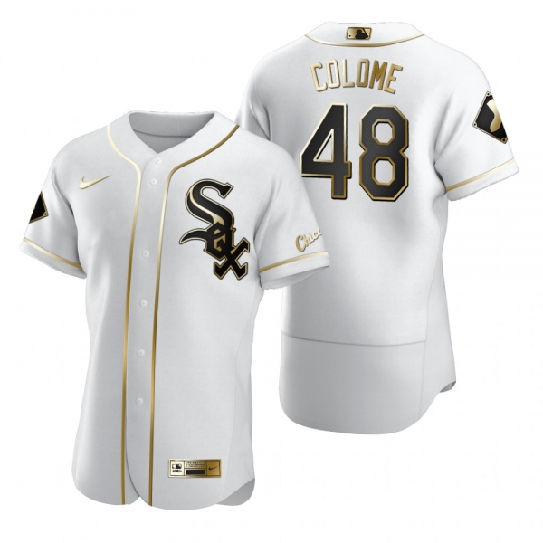 Men's Chicago White Sox Alex Colome Nike White Authentic Golden Edition Jersey