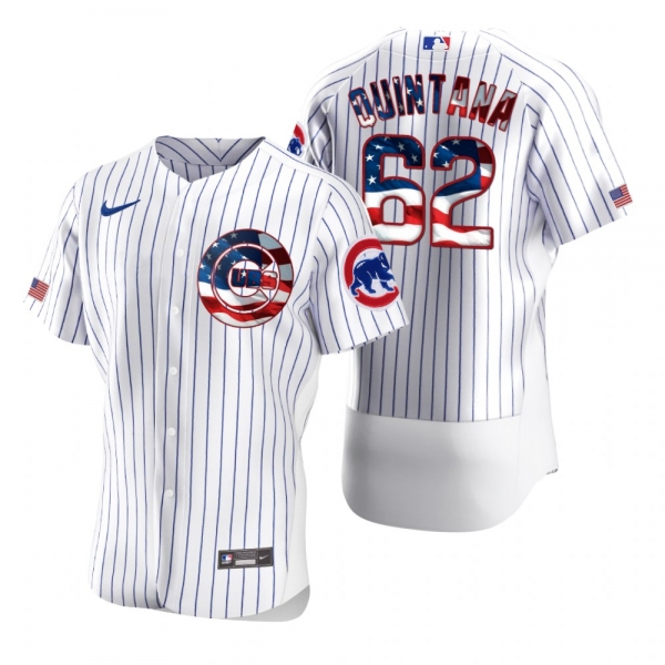 Men's Jose Quintana Chicago Cubs White 2020 Stars & Stripes 4th of July Jersey