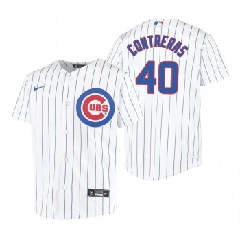 Youth Chicago Cubs Willson Contreras Nike White Replica Home Jersey