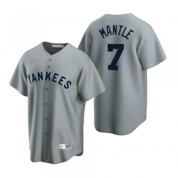 Men's New York Yankees Mickey Mantle Nike Gray Cooperstown Collection Road Jersey