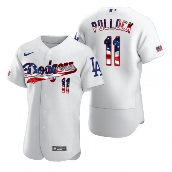 Men's A.J. Pollock Los Angeles Dodgers White 2020 Stars & Stripes 4th of July Jersey