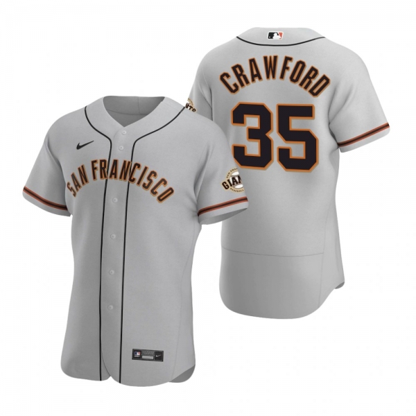 Men's San Francisco Giants Brandon Crawford Nike Gray Authentic 2020 Road Jersey