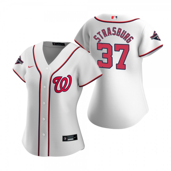 Women's Washington Nationals Stephen Strasburg Nike White 2019 World Series Champions Replica Jersey