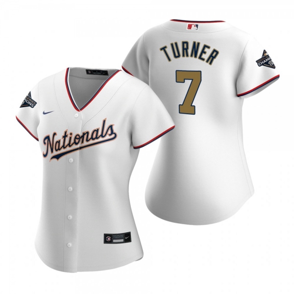 Women's Nationals Trea Turner White Gold 2020 Gold Program Replica Jersey