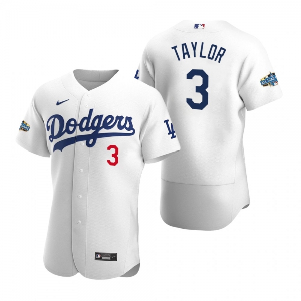 Men's Los Angeles Dodgers Chris Taylor 2020 Home Patch White Authentic Jersey